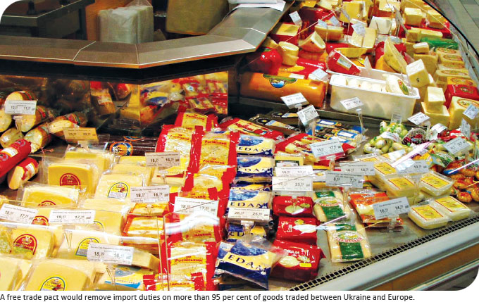 A free trade pact would remove import duties on more than 95 per cent of goods traded between Ukraine and Europe.