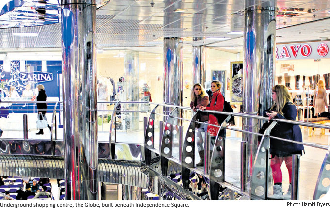 Underground shopping centre, the Globe, built beneath Independence Square.